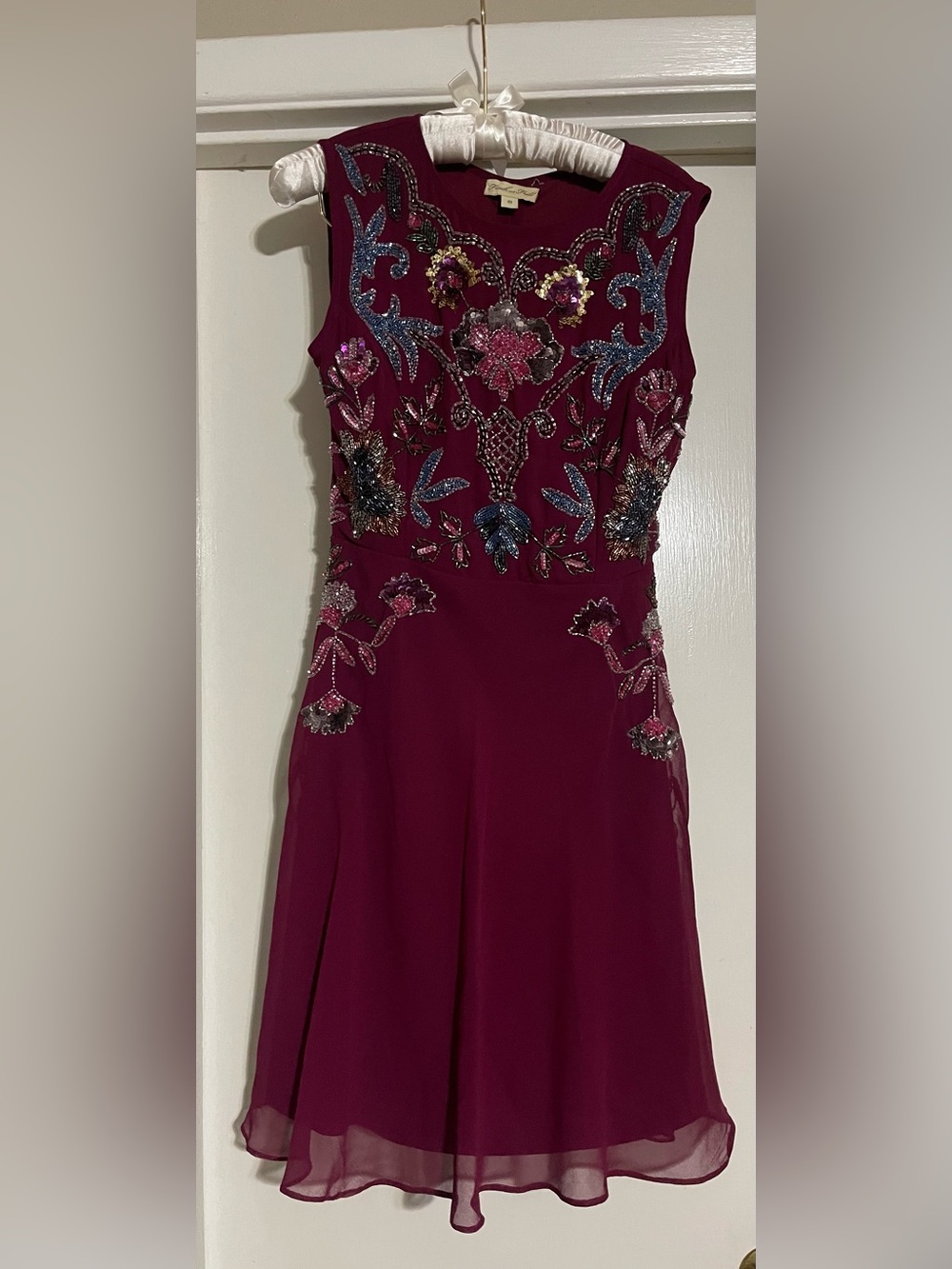 Frock and Frill It’s Meant to Bead Dress Berry Size US 6 Retro Fit Flare Read**